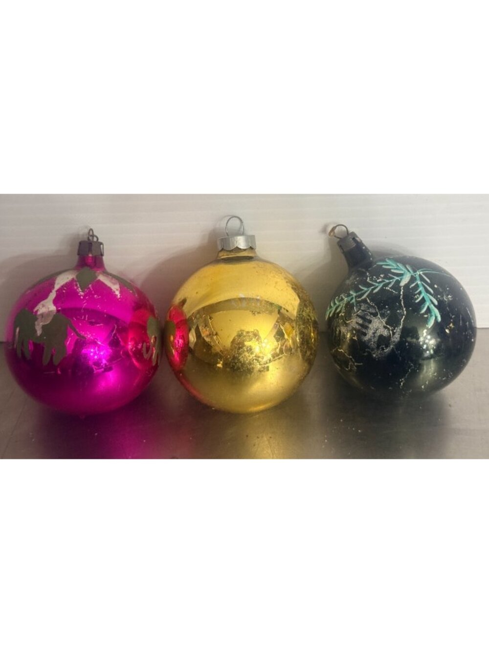 Vintage  Lot of 3 Painted Poland & Solid USA Ornaments Pine, circus elephant 3"